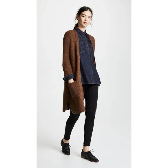 Madewell Cardigan Small Brown Knit Kent Long Sleeve Open Longline Sweater - Picture 2 of 14